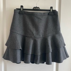 J.Crew Grey Wool Miniskirt with Ruffles